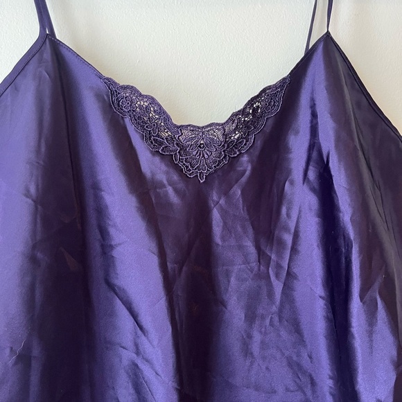 Vintage Sentiments Purple Satin Slip Dress women’s size large Lace Trim Y2K - Picture 3 of 10